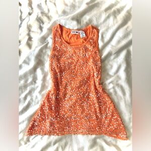 Orange Sequin Tank Top